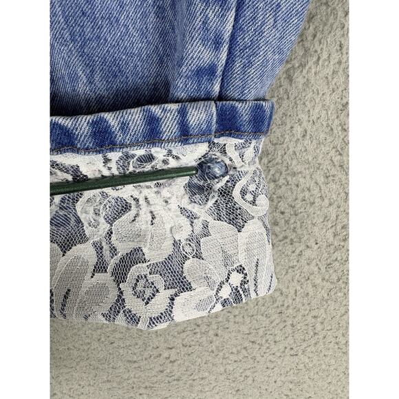 Vtg Traffic Jeans Women’s 11/12 26x28 Blue Lace Trim Fold Over Waist Cuffed - Picture 5 of 10